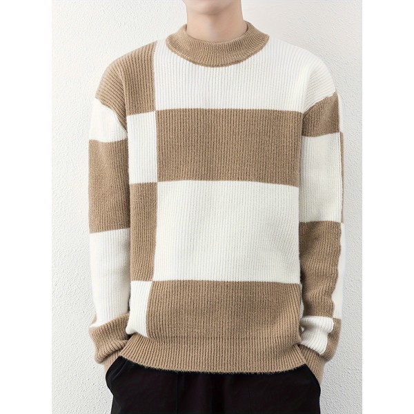 Cool Knitted Sweater For Men, Men's Casual Retro Striped Pullover Knit Sweater Streetwear For Winter Fall, As Gifts