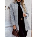 Open Front Textured Blazer, Elegant Long Sleeve Blazer For Office & Work, Women's Clothing