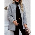 Open Front Textured Blazer, Elegant Long Sleeve Blazer For Office & Work, Women's Clothing