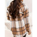 Plaid Print Shacket Jacket, Casual Button Front Long Sleeve Outerwear, Women's Clothing