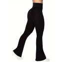 Crossover Waisted Flare Leg Pants, Mature Solid Slant Waist Solid Yoga Fashion Comfy Work Pants, Women's Clothing