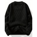 All Match Knitted Sweater, Men's Casual Warm Slightly Stretch Crew Neck Pullover Sweater For Men Fall Winter