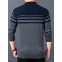 Men's Stylish Striped Sweater , Casual Mid Stretch Breathable Long Sleeve Shirt Top For City Walk Street Hanging