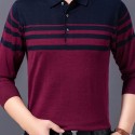 Men's Stylish Striped Sweater , Casual Mid Stretch Breathable Long Sleeve Shirt Top For City Walk Street Hanging