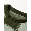 Men's Checkerboard Knitted Sweater - Warm And Stretchy Casual Pullover For Fall And Winter