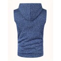 Elegant Hooded Mid Stretch Vest, Men's Casual Vintage Style Sleeveless Sweater Vest For Fall Winter