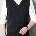 Men's V-neck Cable Casual Sleeveless Knitted Sweater Vest, Men's Clothing For Autumn Winter