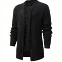 Elegant Slightly Stretch Knit Cardigan Coat, Men's Casual Vintage Style V Neck Sweater Cardigan For Fall Winter