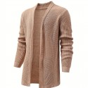 Elegant Slightly Stretch Knit Cardigan Coat, Men's Casual Vintage Style V Neck Sweater Cardigan For Fall Winter