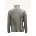 Turtle Neck Knitted Cable Sweater, Men's Casual Warm Solid Color Middle Stretch Pullover Sweater For Fall Winter