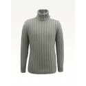 Turtle Neck Knitted Cable Sweater, Men's Casual Warm Solid Color Middle Stretch Pullover Sweater For Fall Winter