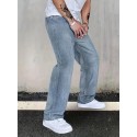 Classic Design Jeans, Men's Casual Street Style Distressed Denim Pants