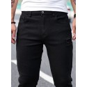 Slim Fit Ripped Jeans, Men's Casual High Stretch Street Style Denim Pants