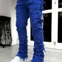 Creative Raw Trim Jeans, Men's Casual Street Style Medium Stretch Denim Pants