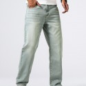 Loose Fit Straight Leg Jeans, Men's Casual Street Style Distressed Denim Pants For All Seasons