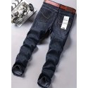 Men's Straight Leg Slightly Stretch Jeans For Business, Semi-formal Stretch Denim Pants, Men's Clothing