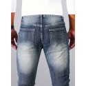 Men's Casual Vintage Style Denim Pants, Street Style Skinny Biker Jeans