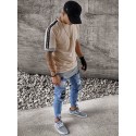 Embroidery Slim Fit Ripped Jeans, Men's Casual Street Style Distressed Denim Pants For Spring Summer