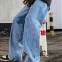 Loose Fit Jeans, Men's Casual Street Style Denim Pants With Pockets