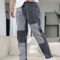 Men's Casual Street Style Slim Patchwork Denim Pants For Spring Summer