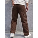 Men's Loose Fit Multi Pocket Jeans, Casual Street Style Cargo Jeans