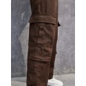 Men's Loose Fit Multi Pocket Jeans, Casual Street Style Cargo Jeans