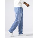 Men's Classic Design Loose Fit Distressed Jeans, Casual Street Style Denim Pants For The Four Seasons