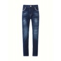 Men's Slim Fit Chic Biker Jeans, Men's Casual Street Style Distressed Medium Stretch Denim Pants