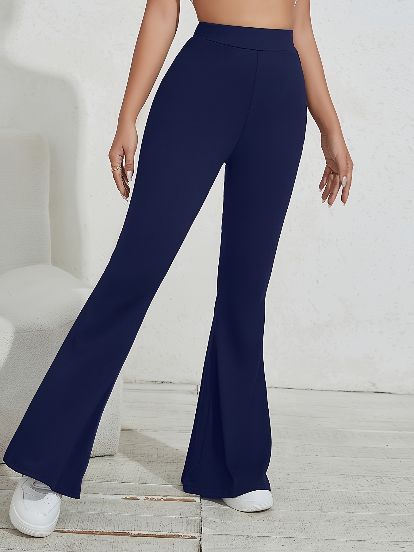 flared leg simple pants vintage long length versatile bell bottom pants womens clothing details 1