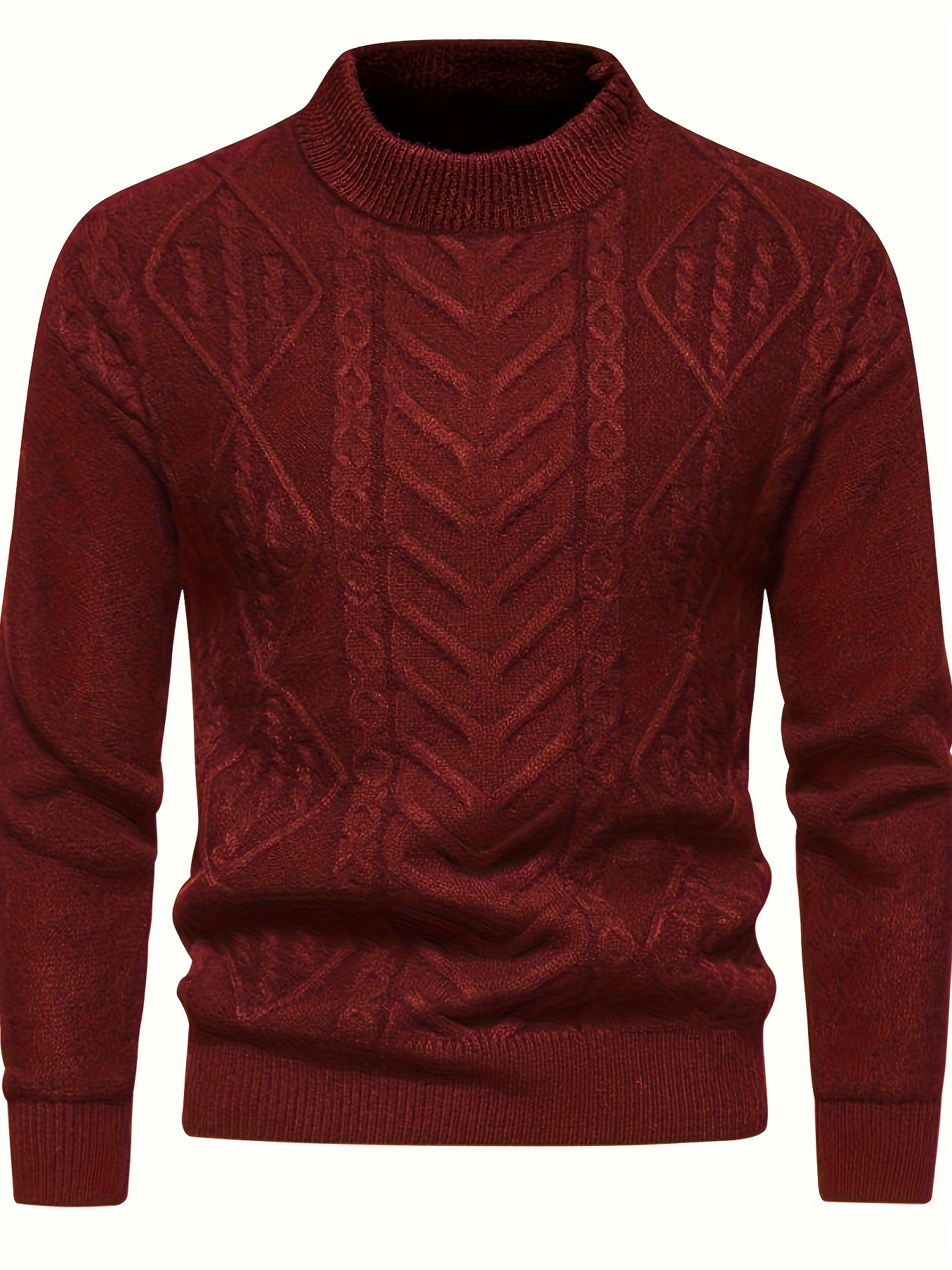 mens stylish solid knitted pullover casual mid stretch breathable long sleeve crew neck top for city walk street hanging outdoor activities details 17