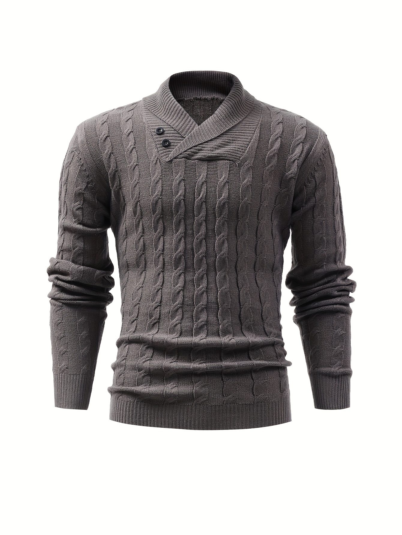 all match knitted shawl collar sweater mens casual warm high stretchy pullover sweater for fall winter details 21