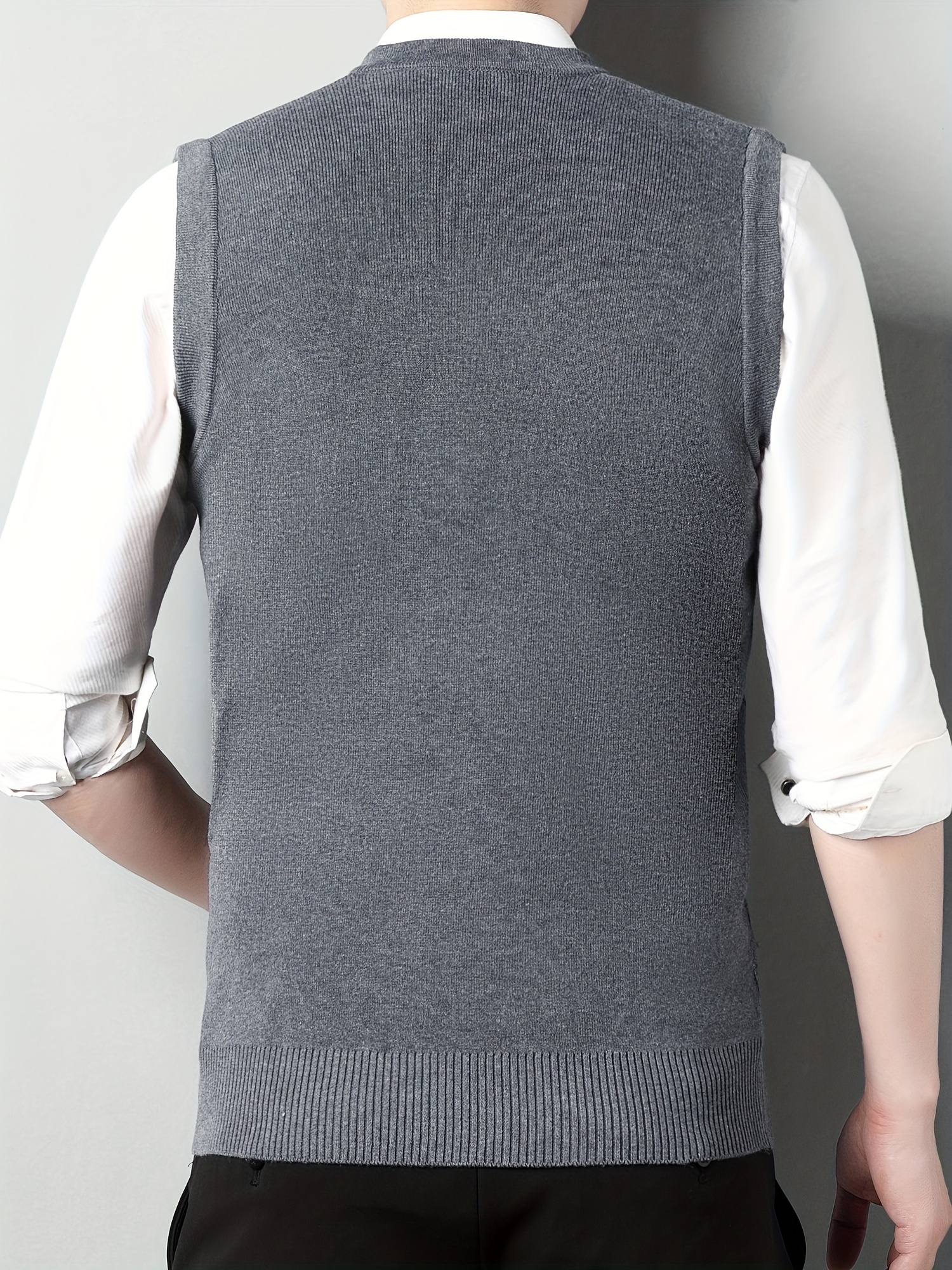 mens v neck cable casual sleeveless knitted sweater vest mens clothing for autumn winter details 1