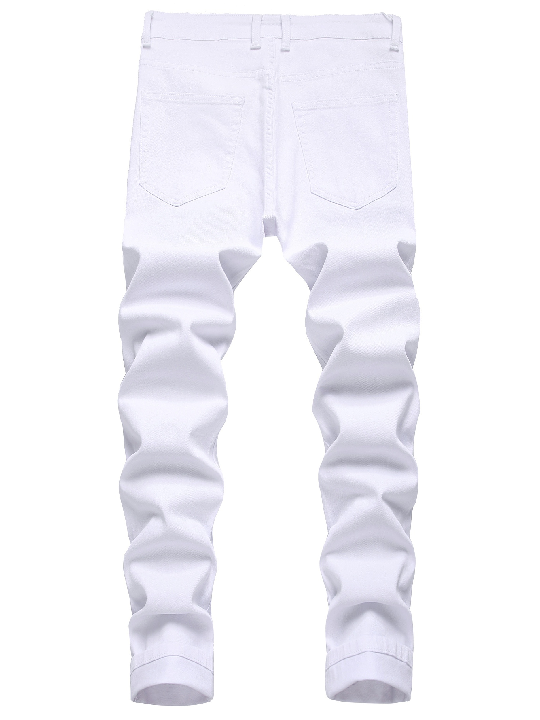 casual ripped slim fit white cotton jeans, mens casual ripped slim fit white cotton jeans details 0