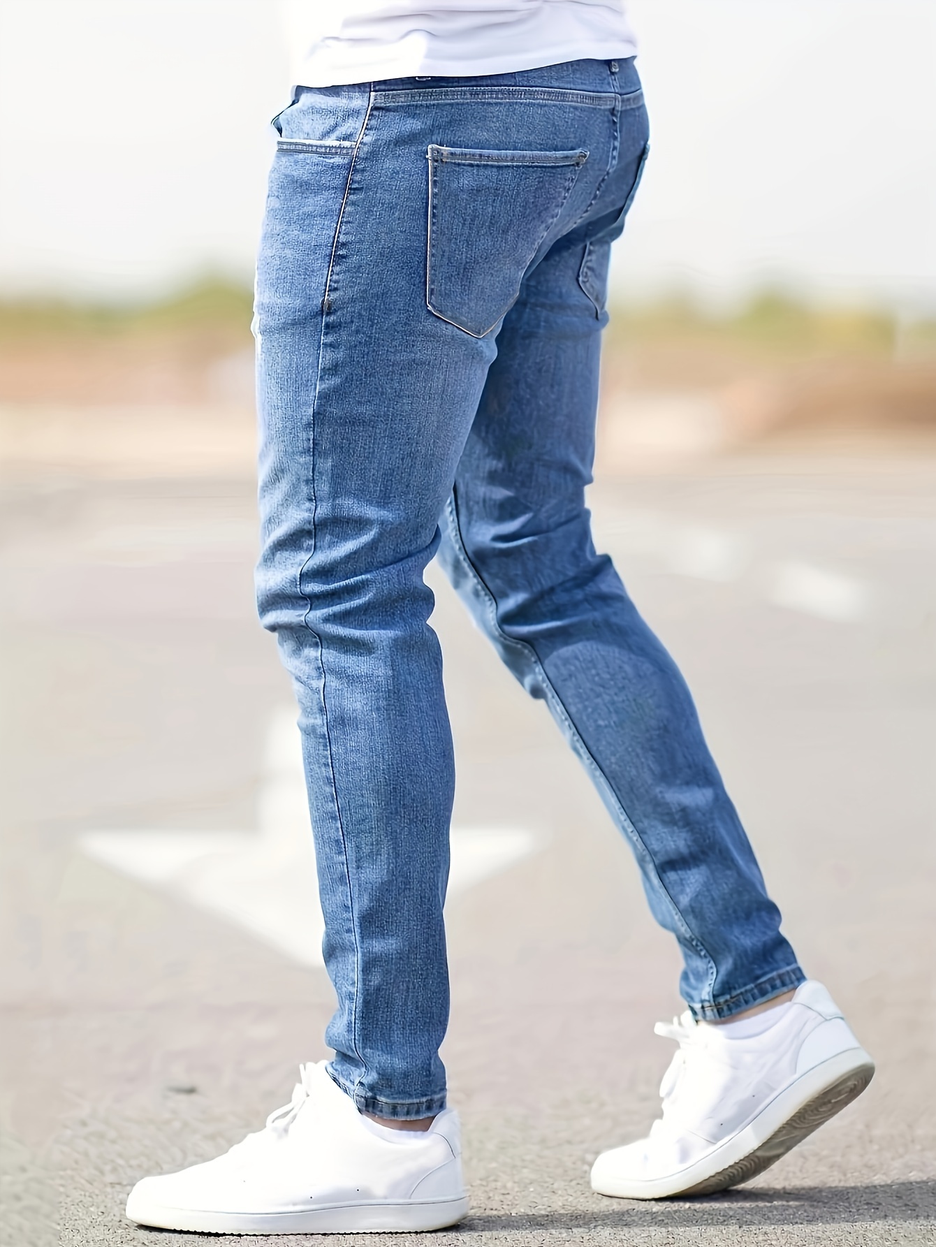 ripped design cotton slim fit jeans mens casual street style leg mid stretch denim pants for spring summer details 2