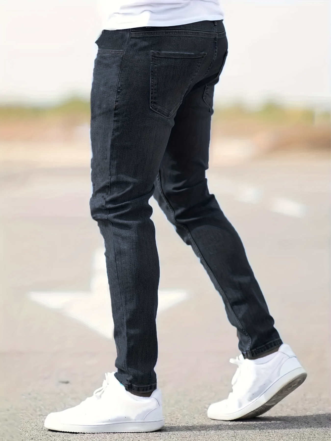 ripped design cotton slim fit jeans mens casual street style leg mid stretch denim pants for spring summer details 11