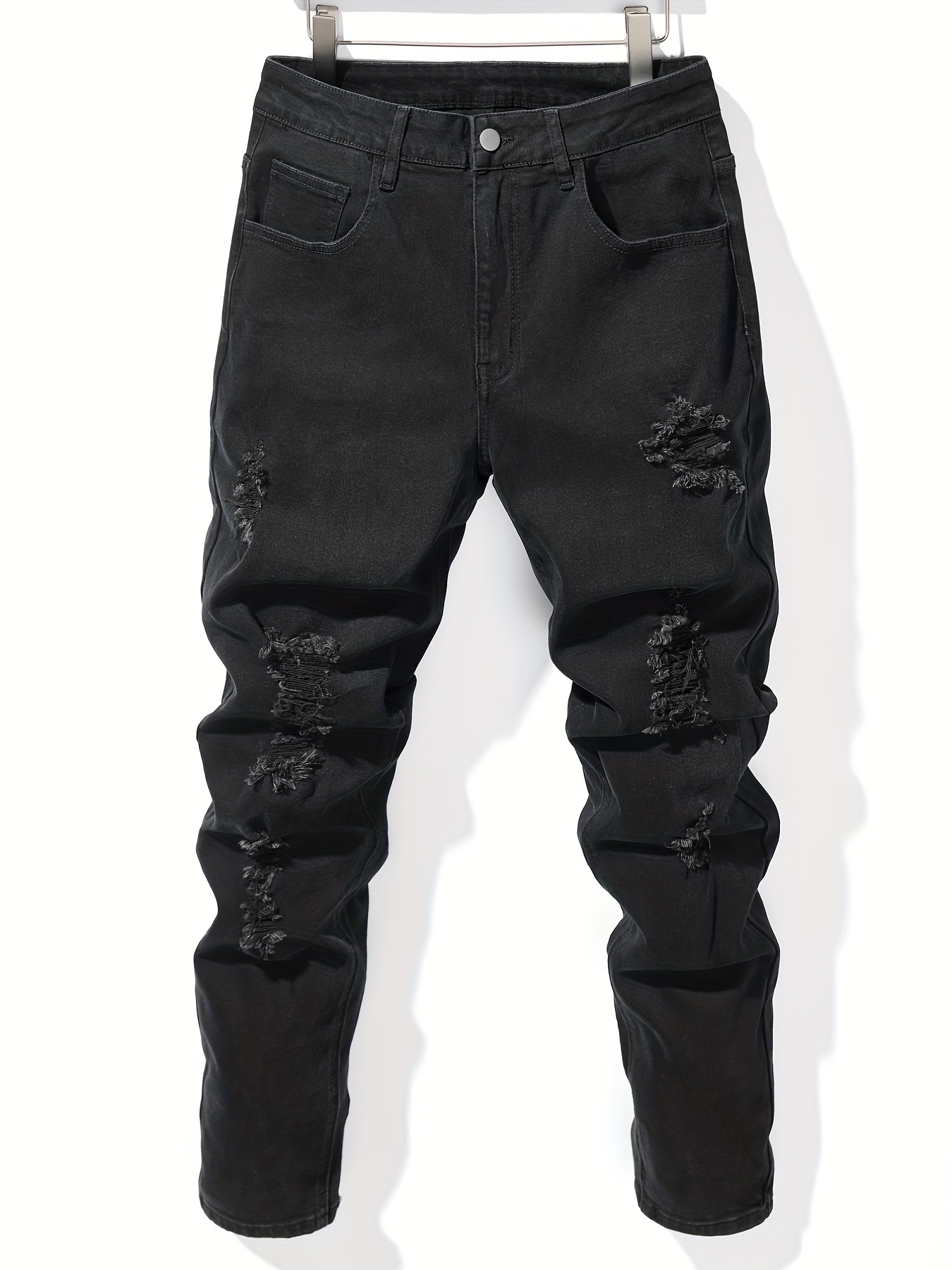 mens black slim denim jeans details 6