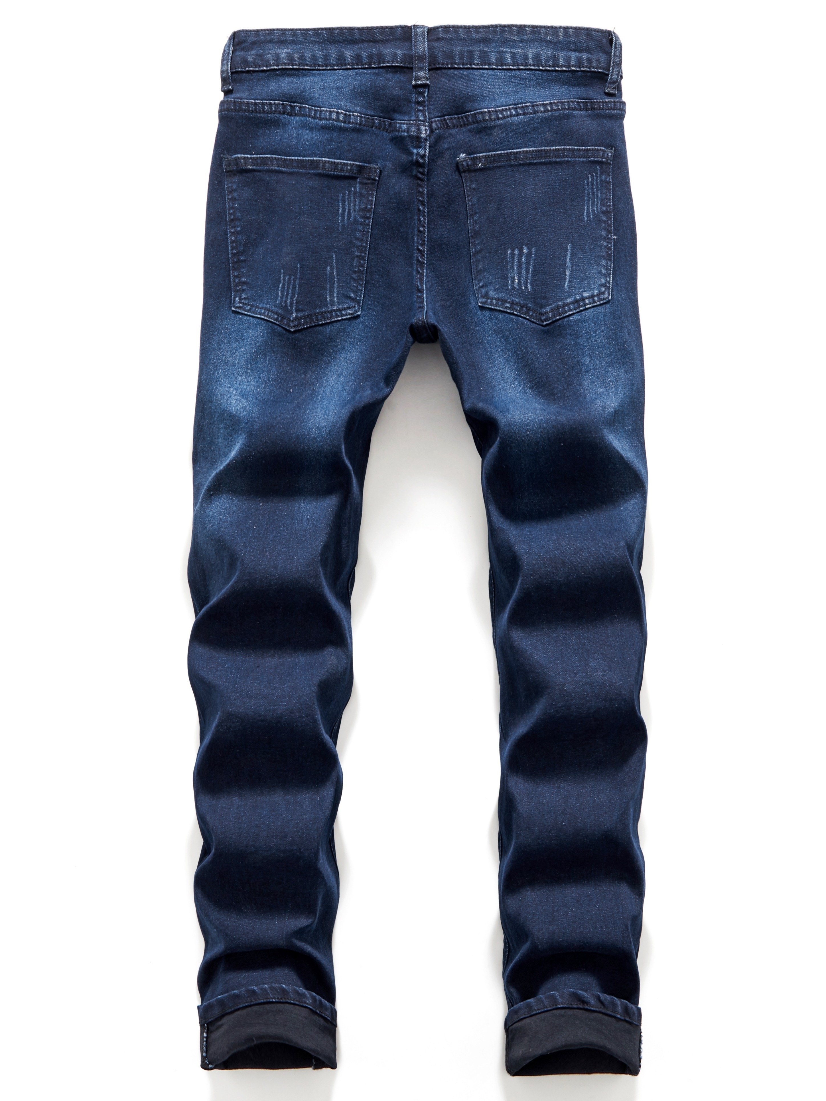 mens halloween patchwork jeans casual street style medium stretch denim pants details 3