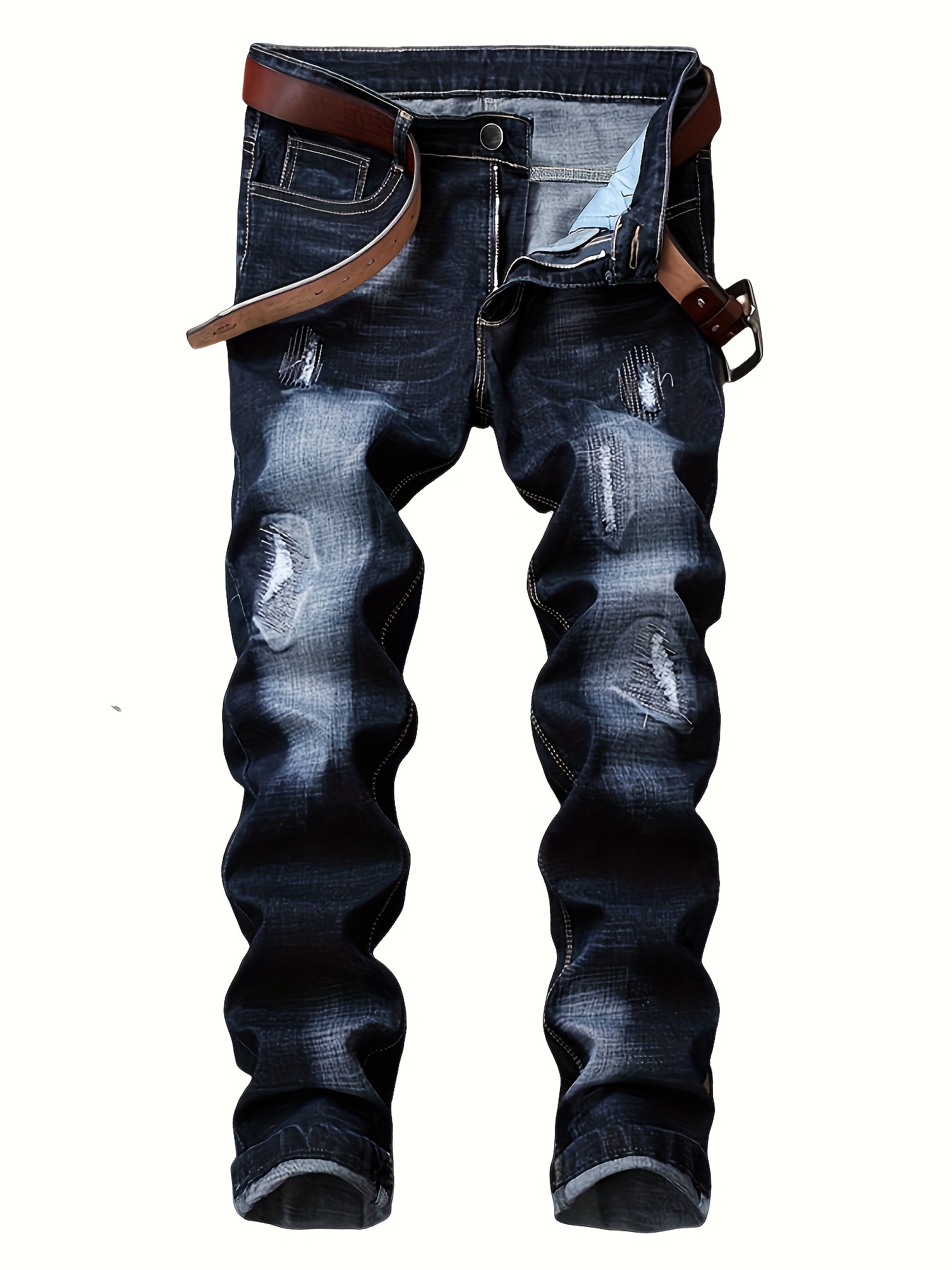 mens trendy ripped jeans distressed punk mens denim pants slim streetwear hiphop jeans details 1