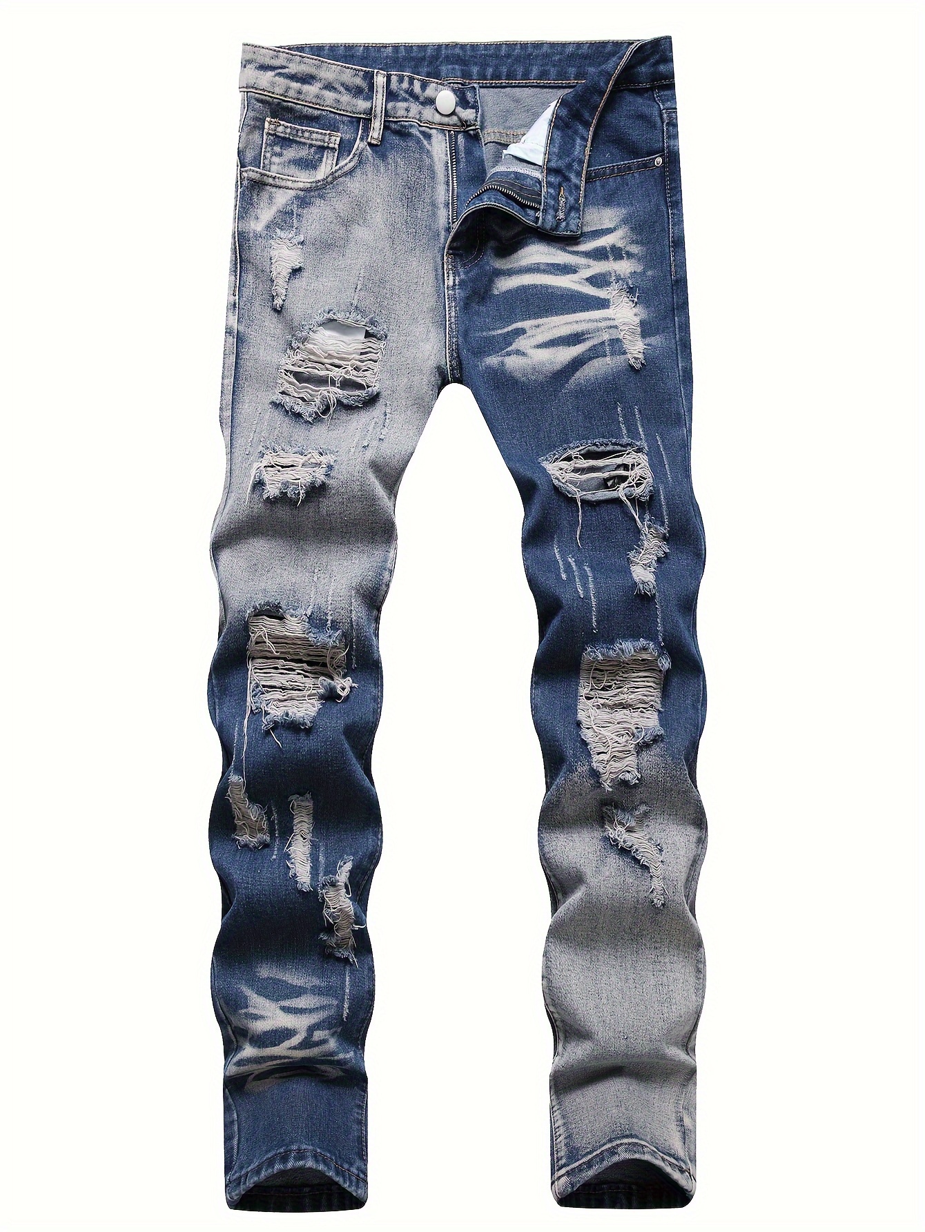 vintage style skinny ripped jeans mens casual street style jeans details 5