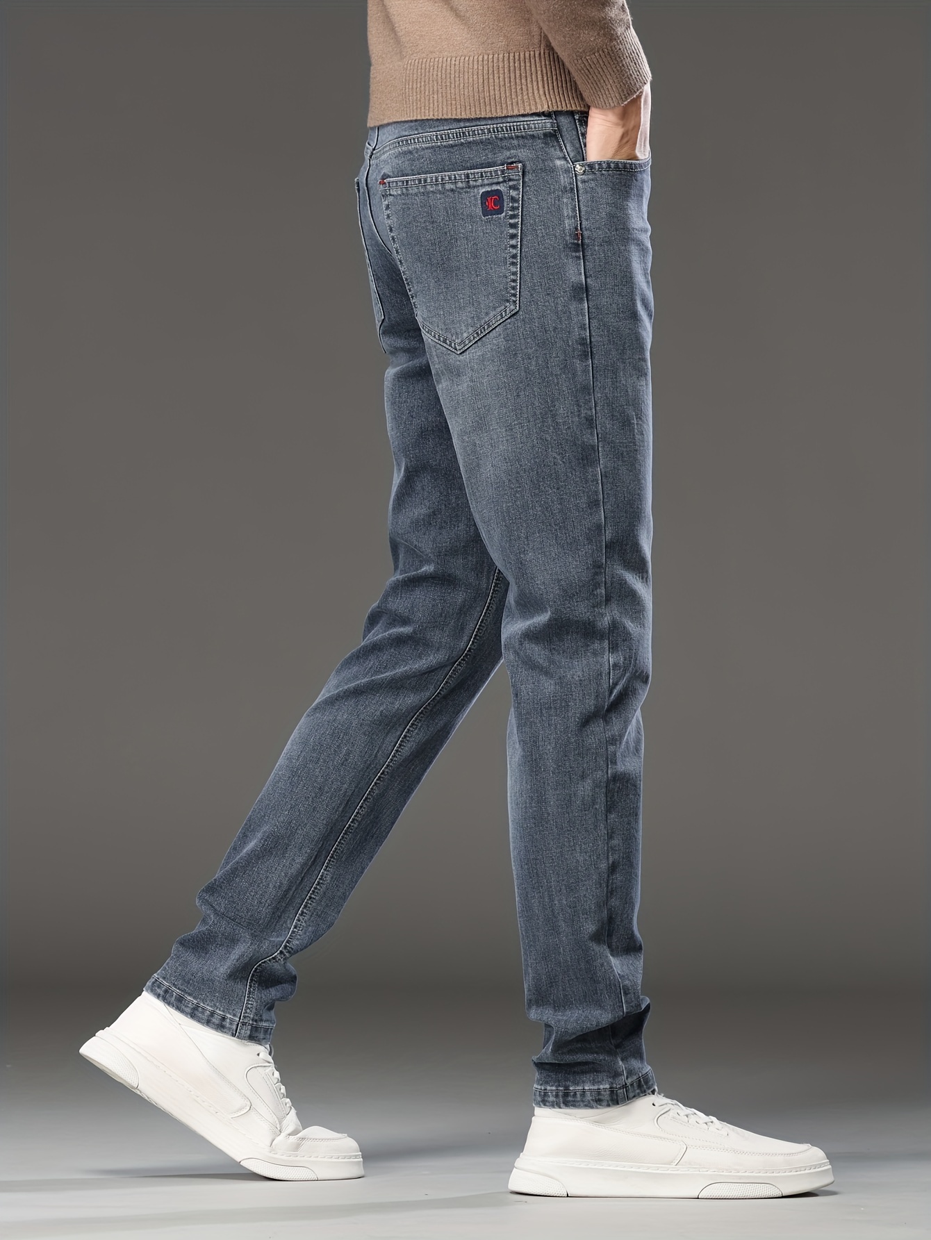 mens semi formal skinny jeans for business leisure activities details 5